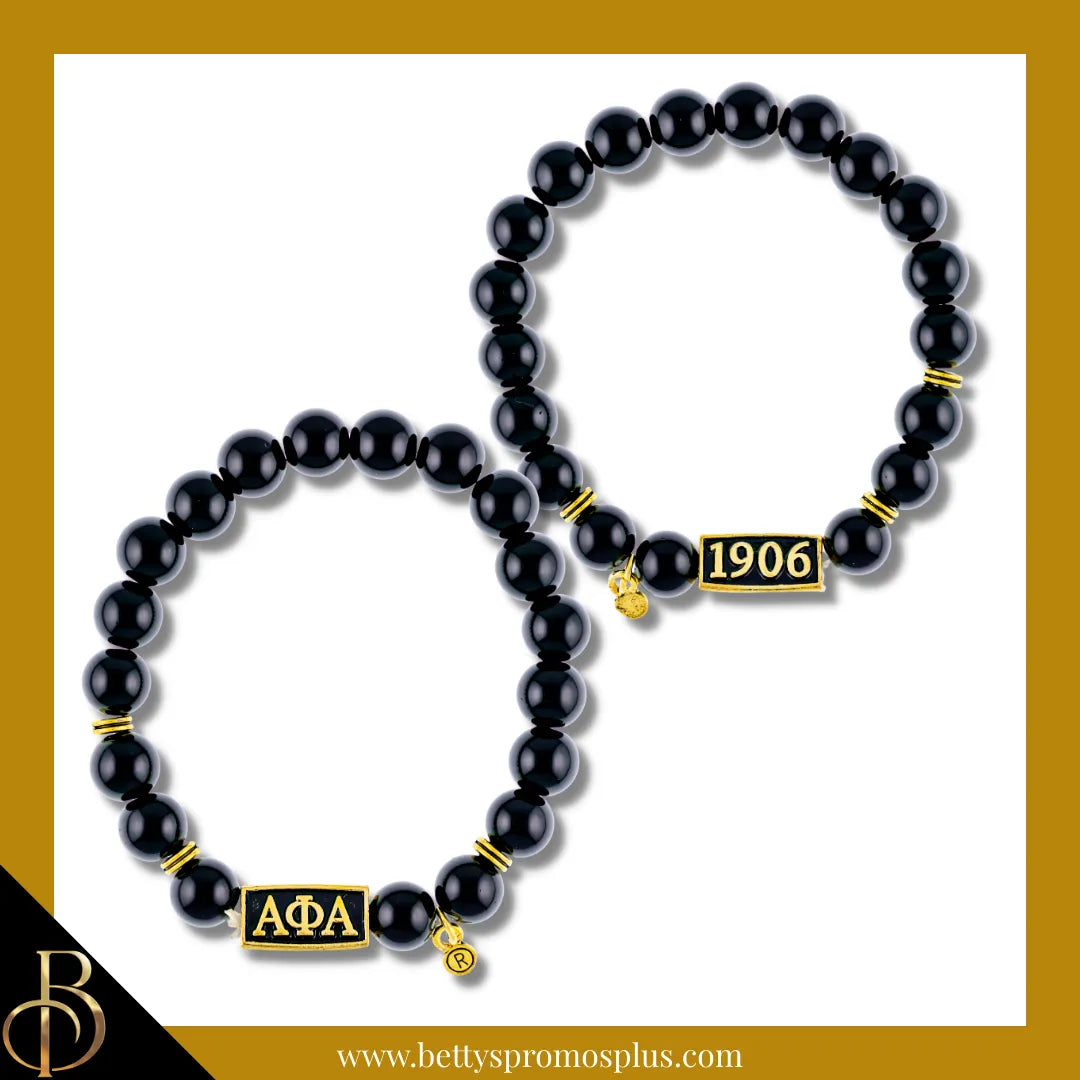 Alpha Phi Alpha ΑΦΑ 1906 Black Beaded Bracelet-Alpha Phi Alpha Paraphernalia-Alpha Phi Alpha Bracelet-Betty's Promos Plus
