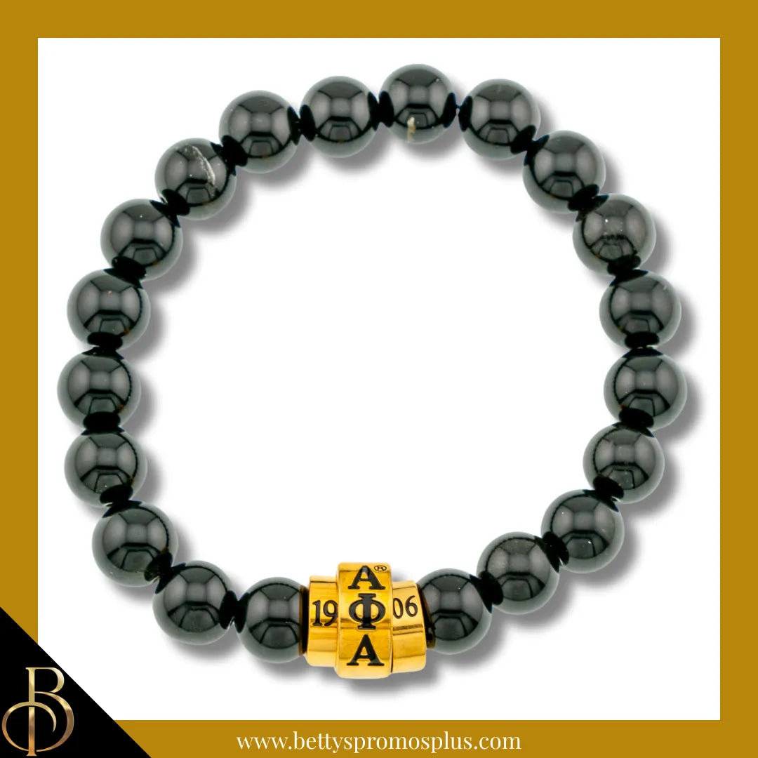 Alpha Phi Alpha ΑΦΑ 1906 Black Beaded Bracelet-Black-Alpha Phi Alpha Paraphernalia-Alpha Phi Alpha Bracelet-Betty's Promos Plus