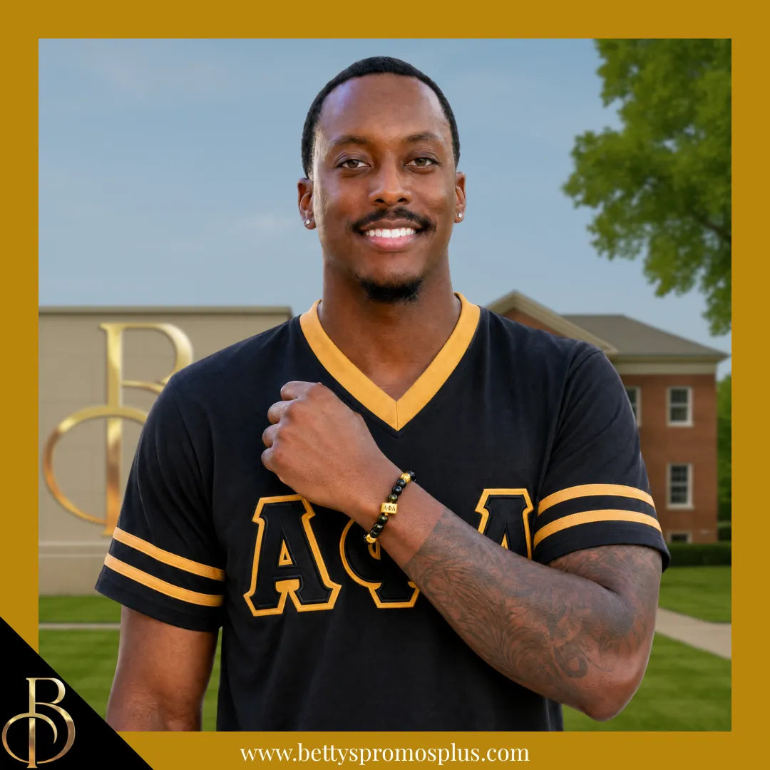 Alpha Phi Alpha ΑΦΑ 1906 Black & Gold Beaded Bracelet-Alpha Phi Alpha Paraphernalia-Alpha Phi Alpha Bracelet-Betty's Promos Plus