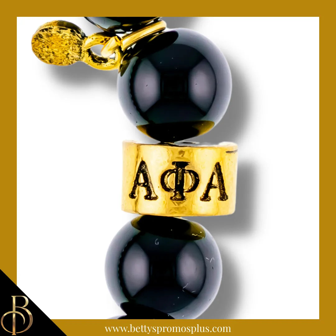 Alpha Phi Alpha ΑΦΑ 1906 Black & Gold Beaded Bracelet-Alpha Phi Alpha Paraphernalia-Alpha Phi Alpha Bracelet-Betty's Promos Plus