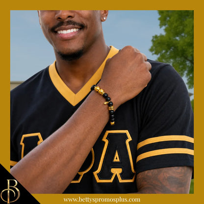 Alpha Phi Alpha ΑΦΑ 1906 Black & Gold Beaded Bracelet-Alpha Phi Alpha Paraphernalia-Alpha Phi Alpha Bracelet-Betty's Promos Plus