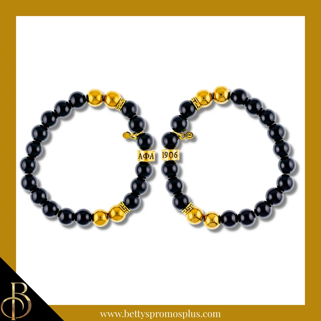 Alpha Phi Alpha ΑΦΑ 1906 Black & Gold Beaded Bracelet-Alpha Phi Alpha Paraphernalia-Alpha Phi Alpha Bracelet-Betty's Promos Plus