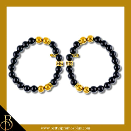 Alpha Phi Alpha ΑΦΑ 1906 Black & Gold Beaded Bracelet-Alpha Phi Alpha Paraphernalia-Alpha Phi Alpha Bracelet-Betty's Promos Plus
