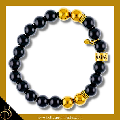 Alpha Phi Alpha ΑΦΑ 1906 Black & Gold Beaded Bracelet-Black-Alpha Phi Alpha Paraphernalia-Alpha Phi Alpha Bracelet-Betty's Promos Plus