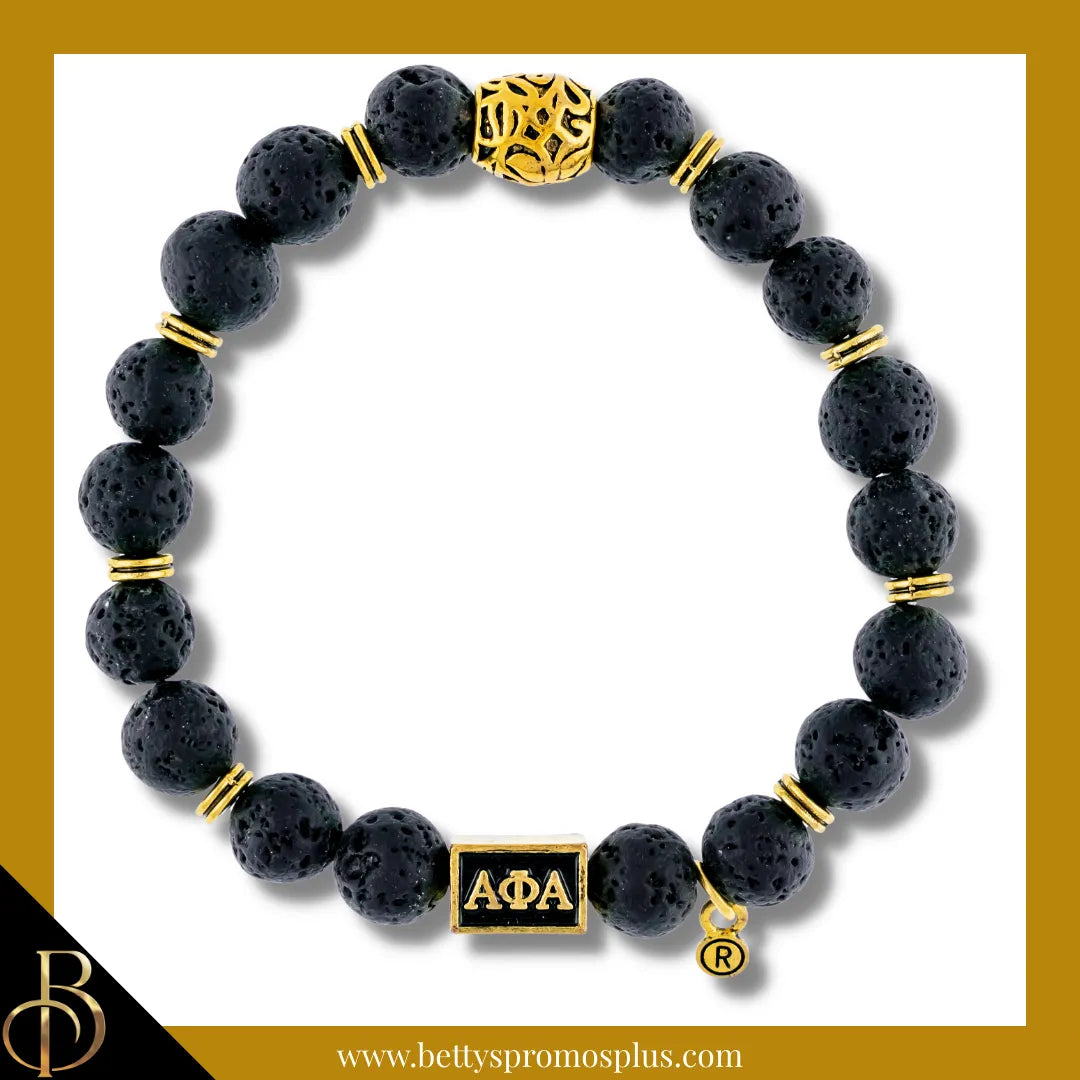 Alpha Phi Alpha ΑΦΑ 1906 Stone Beaded Bracelet-Black-Alpha Phi Alpha Paraphernalia-Alpha Phi Alpha Bracelet-Betty's Promos Plus