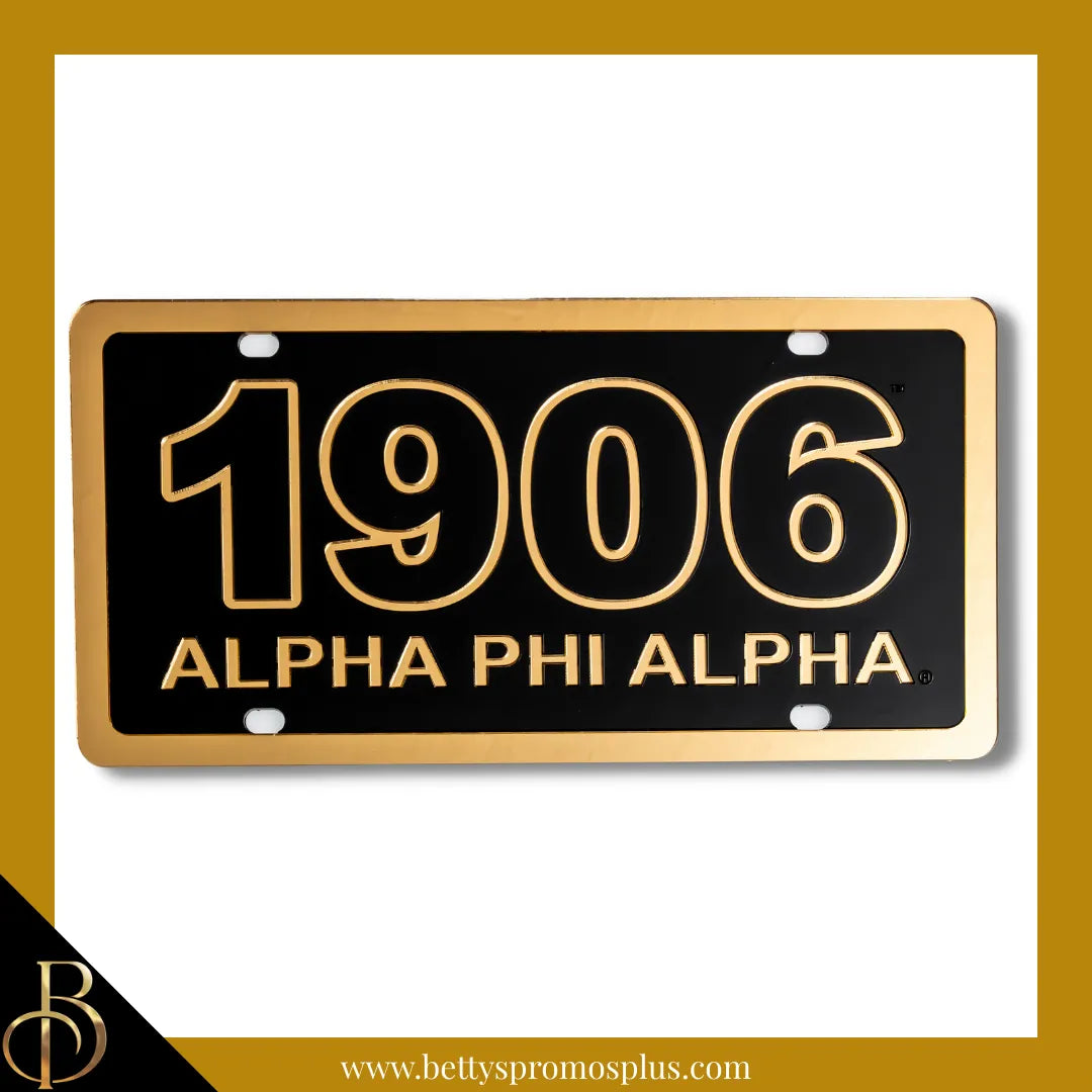Alpha Phi Alpha ΑΦΑ 1906 with Alpha Phi Alpha Laser Engraved Mirrored Acrylic Auto Tag License Plate-Alpha Phi Alpha Paraphernalia-Alpha Phi Alpha Auto Tag-Betty's Promos Plus