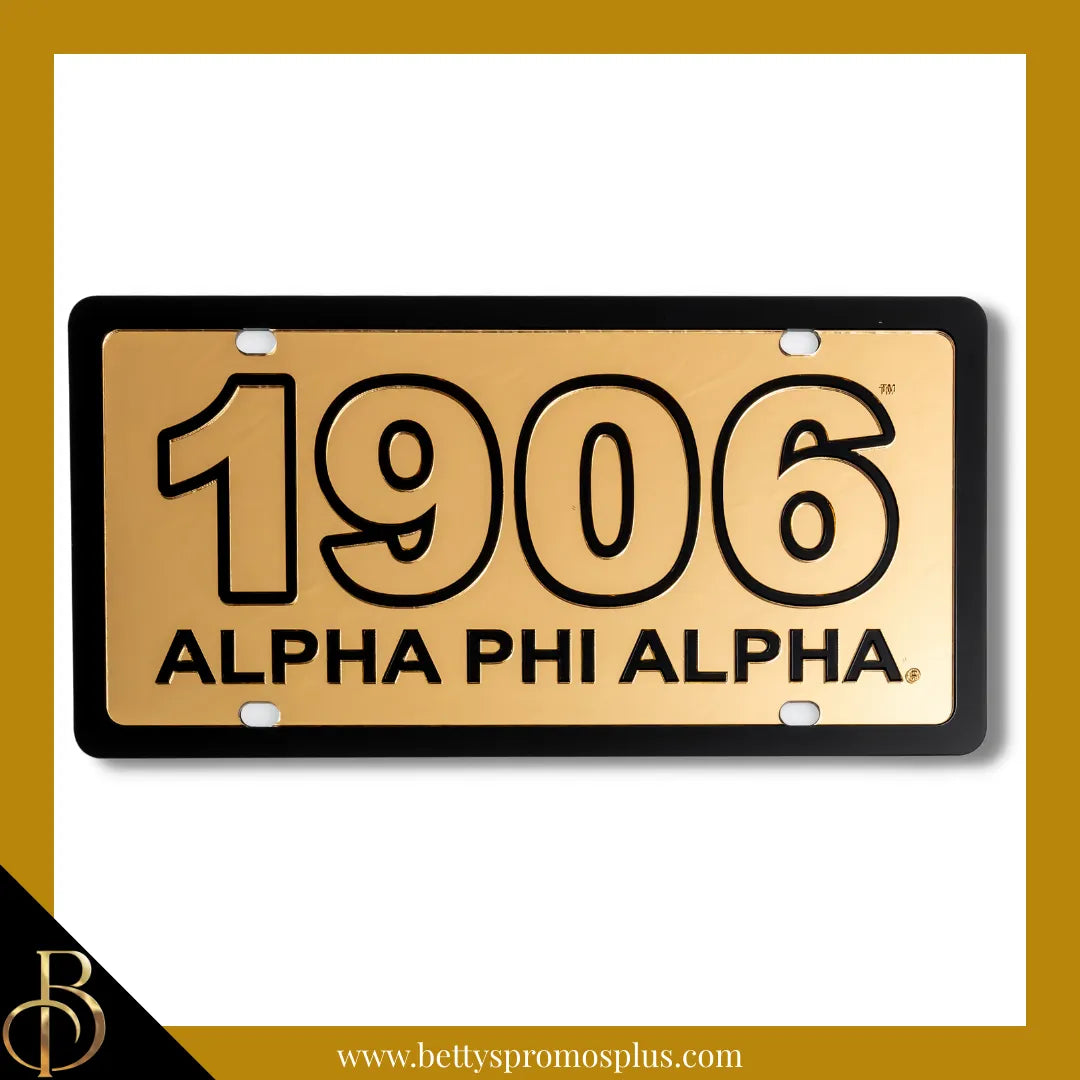 Alpha Phi Alpha ΑΦΑ 1906 with Alpha Phi Alpha Laser Engraved Mirrored Acrylic Auto Tag License Plate-Alpha Phi Alpha Paraphernalia-Alpha Phi Alpha Auto Tag-Betty's Promos Plus