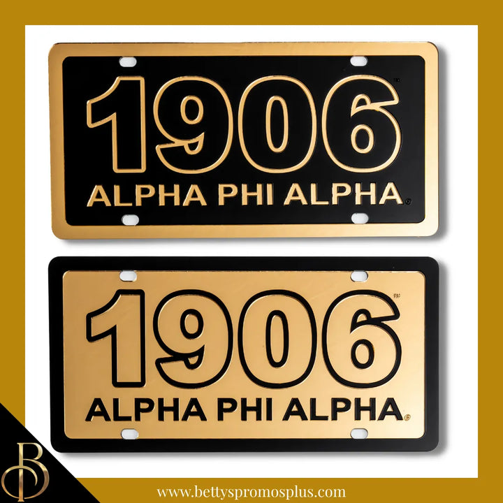 Alpha Phi Alpha ΑΦΑ 1906 with Alpha Phi Alpha Laser Engraved Mirrored Acrylic Auto Tag License Plate