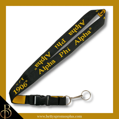 Alpha Phi Alpha ΑΦΑ 1906 Woven Embroidered Lanyard-Black-Alpha Phi Alpha Paraphernalia-Alpha Phi Alpha Lanyards-Betty's Promos Plus