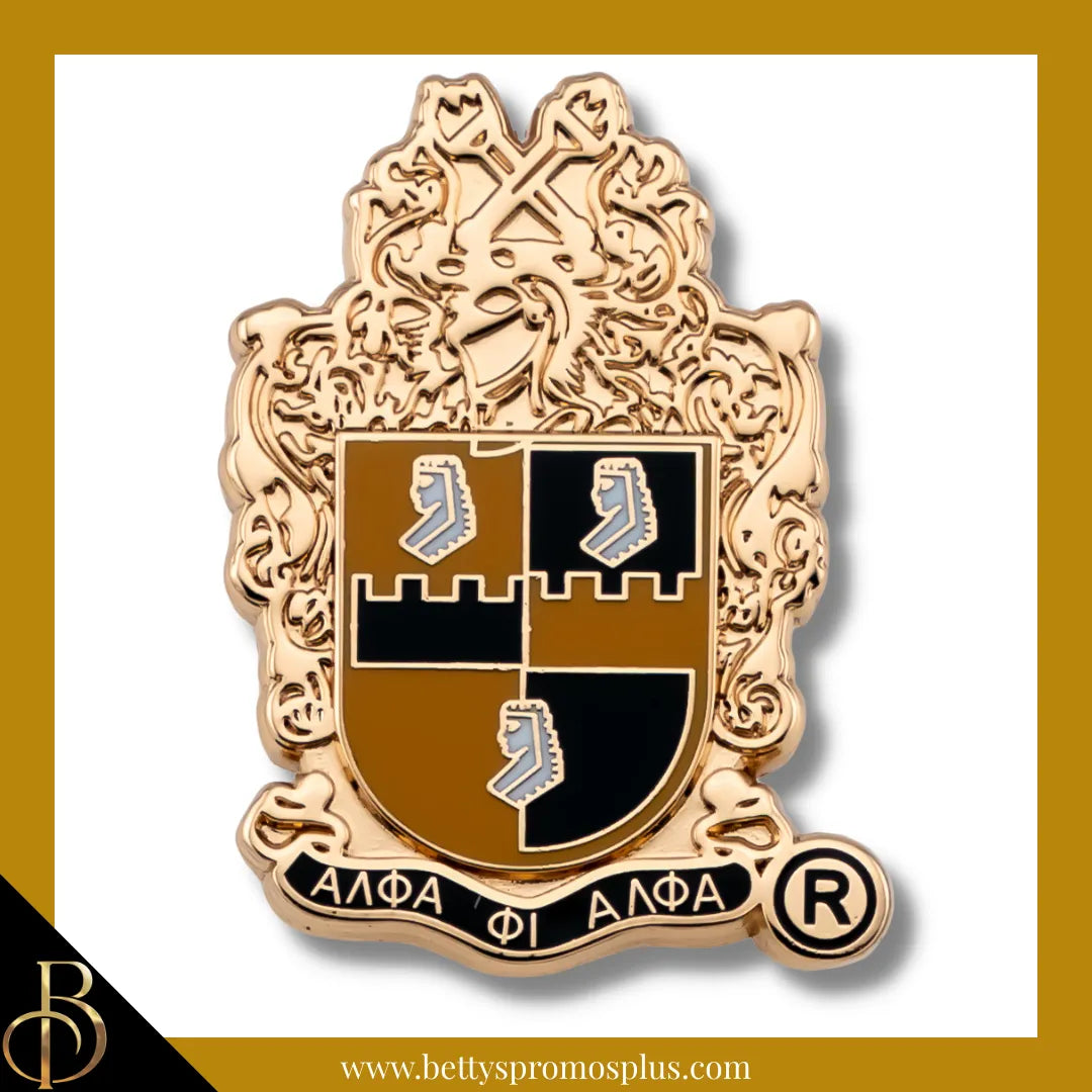 Alpha Phi Alpha ΑΦΑ 3D Color Shield Greek Fraternity Lapel Pin-Gold-Alpha Phi Alpha Paraphernalia-Alpha Phi Alpha Lapel Pin-Betty's Promos Plus