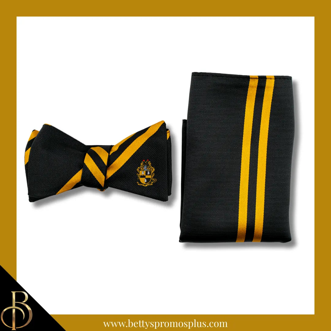 Alpha Phi Alpha ΑΦΑ Bow Tie and Pocket Square Combo-Black-Alpha Phi Alpha Paraphernalia-Alpha Phi Alpha Bow Tie Set-Betty's Promos Plus