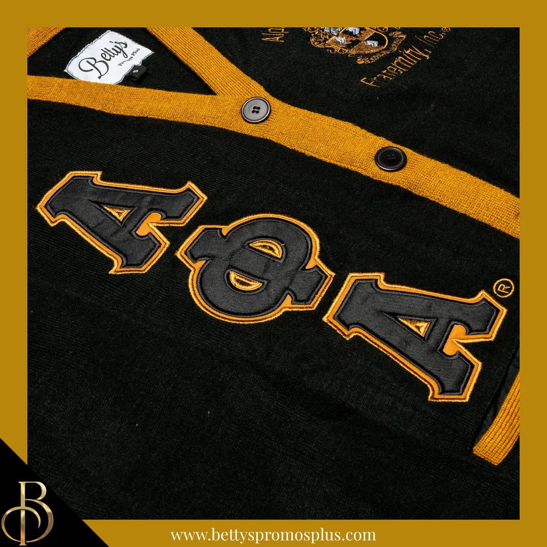Alpha Phi Alpha ΑΦΑ Cardigan Sweater with Double Stitched Twill Embroidered Letters & ΑΦΑ Shield-Alpha Phi Alpha Paraphernalia-Alpha Phi Alpha Sweaters-Betty's Promos Plus