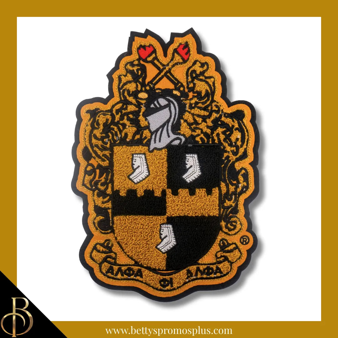 Alpha Phi Alpha ΑΦΑ Chenille Shield Embroidery Patch-Chenille-Gold-Alpha Phi Alpha Paraphernalia-Alpha Phi Alpha Patch-Betty's Promos Plus