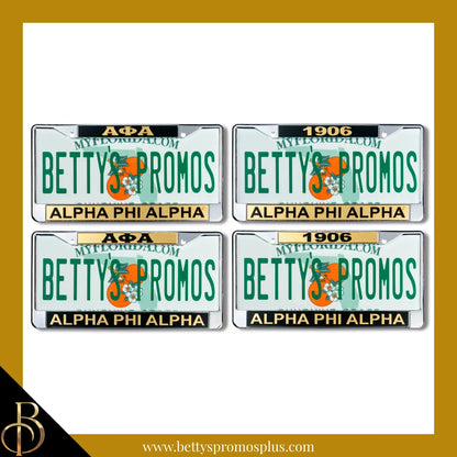 Alpha Phi Alpha ΑΦΑ Chrome Laser Engraved Mirrored Acrylic License Plate Frame-Alpha Phi Alpha Paraphernalia-Alpha Phi Alpha Auto Tag Frame-Betty's Promos Plus