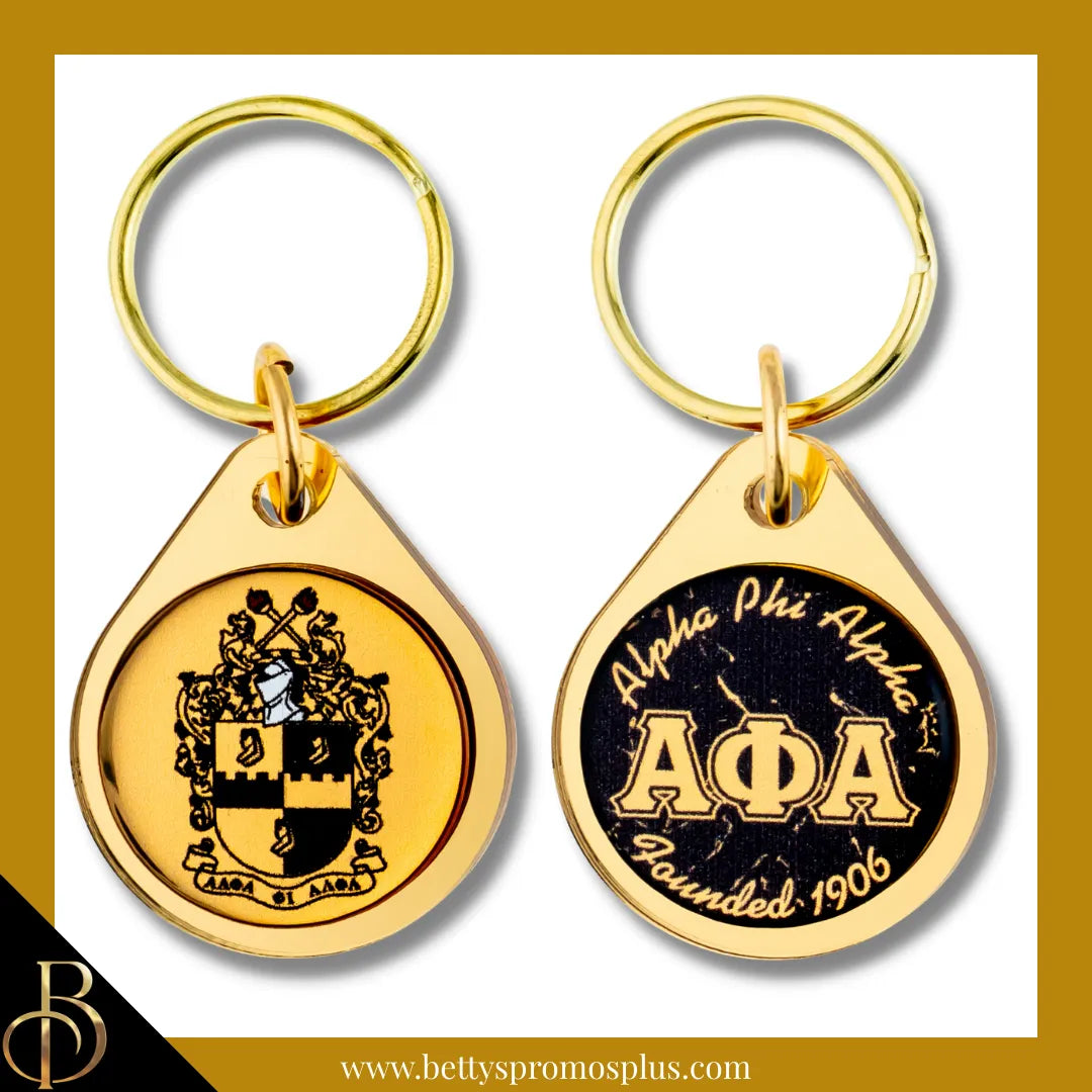 Alpha Phi Alpha ΑΦΑ Circular Acrylic Keychain with Shield or Greek Letters-Alpha Phi Alpha Paraphernalia-Alpha Phi Alpha Keychain-Betty's Promos Plus