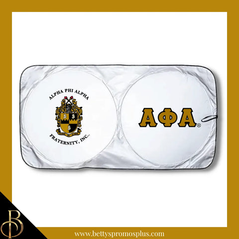 Alpha Phi Alpha ΑΦΑ Collapsible Car Sun Shade with Pouch-Black-Alpha Phi Alpha Paraphernalia-Alpha Phi Alpha Car Shade-Betty's Promos Plus