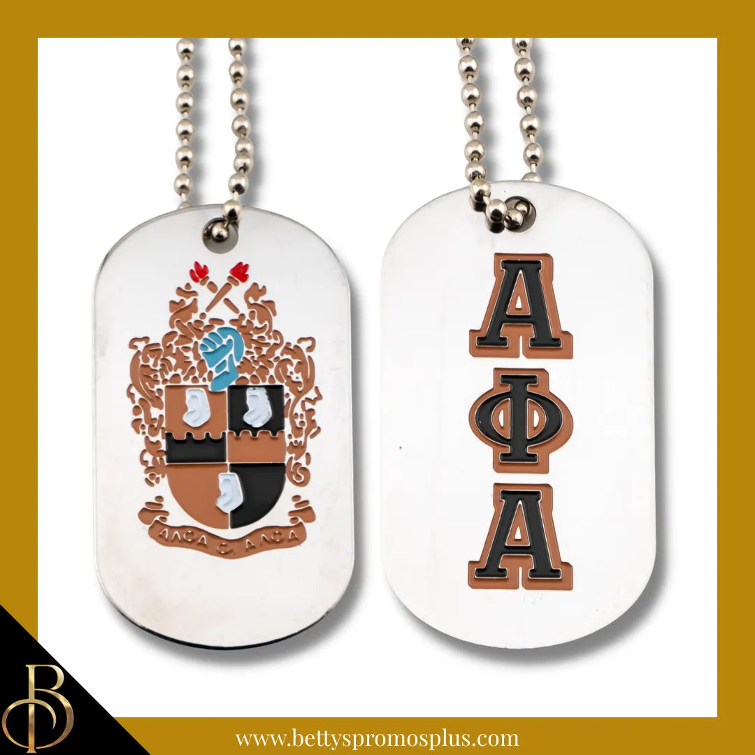 Alpha Phi Alpha ΑΦΑ Dog Tag with Greek Letters and Shield-Silver-Alpha Phi Alpha Paraphernalia-Alpha Phi Alpha Dog Tag-Betty's Promos Plus