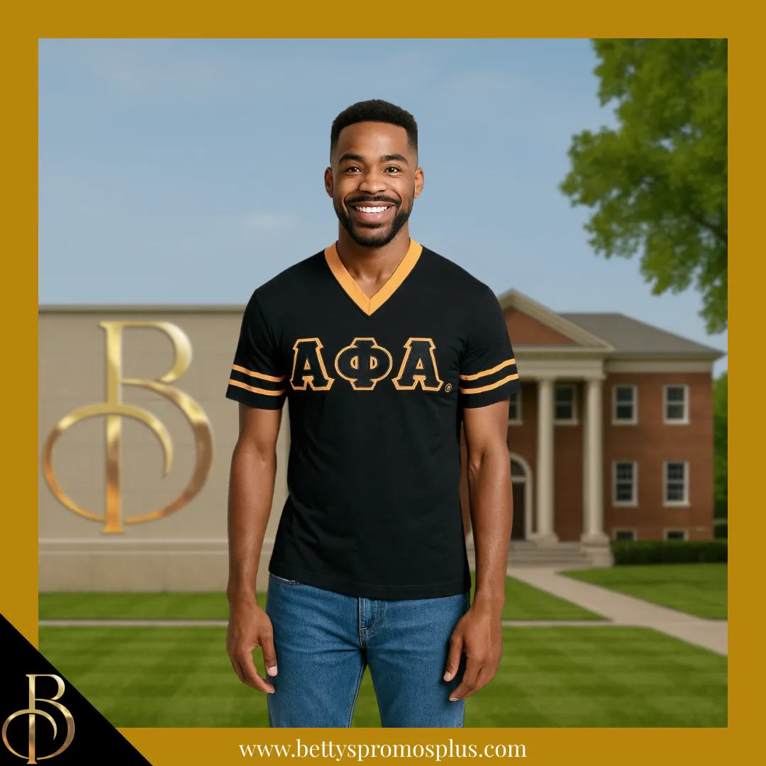 Alpha Phi Alpha ΑΦΑ Double Stitched Appliqué Embroidered Jersey T-Shirt-Alpha Phi Alpha Paraphernalia-Alpha Phi Alpha T-Shirts-Betty's Promos Plus
