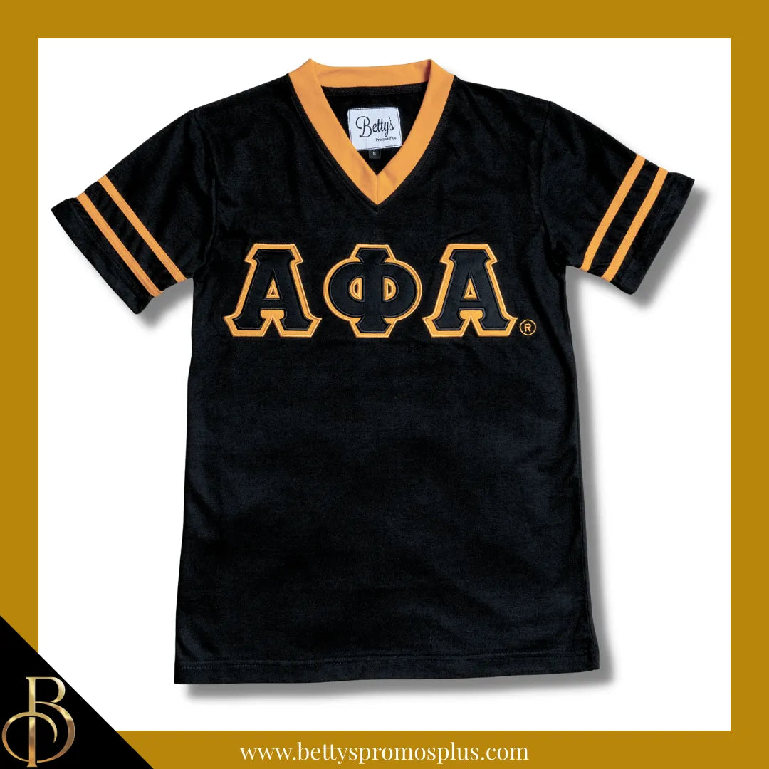 Alpha Phi Alpha ΑΦΑ Double Stitched Appliqué Embroidered Jersey T-Shirt-Black-Small-Alpha Phi Alpha Paraphernalia-Alpha Phi Alpha T-Shirts-Betty's Promos Plus