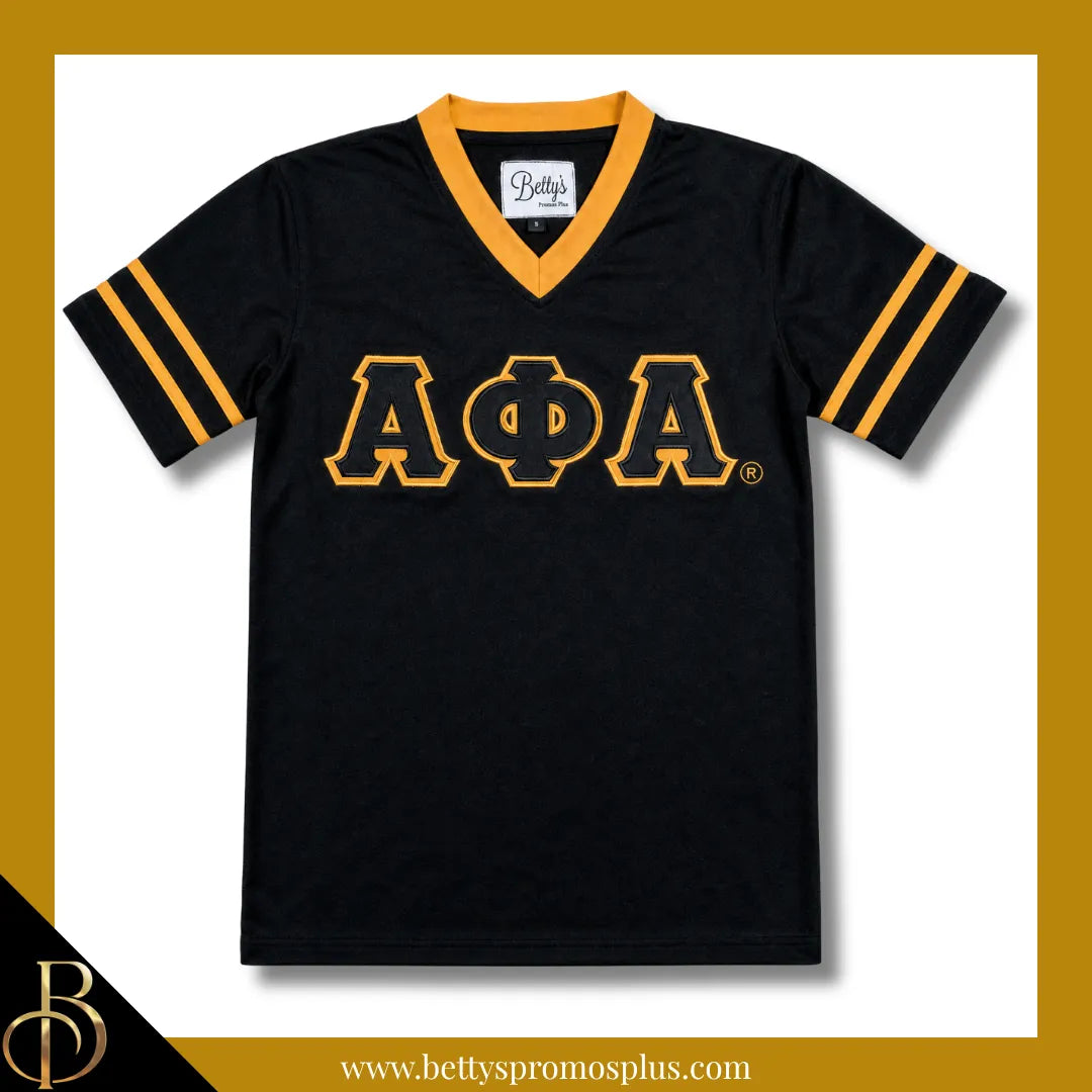 Alpha Phi Alpha ΑΦΑ Double Stitched Appliqué Embroidered Jersey T-Shirt-Black-Small-Alpha Phi Alpha Paraphernalia-Alpha Phi Alpha T-Shirts-Betty's Promos Plus