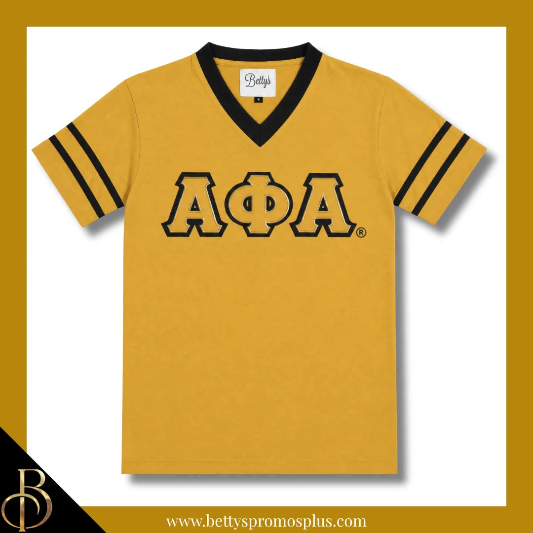 Alpha Phi Alpha ΑΦΑ Double Stitched Appliqué Embroidered Jersey T-Shirt-Old Gold-Small-Alpha Phi Alpha Paraphernalia-Alpha Phi Alpha T-Shirts-Betty's Promos Plus