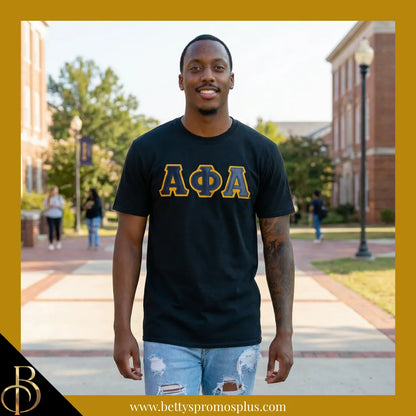 Alpha Phi Alpha ΑΦΑ Double Stitched Appliqué Embroidered Line T-Shirt-Alpha Phi Alpha Paraphernalia-Alpha Phi Alpha T-Shirts-Betty's Promos Plus