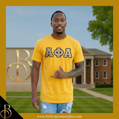 Alpha Phi Alpha ΑΦΑ Double Stitched Appliqué Embroidered Line T-Shirt-Alpha Phi Alpha Paraphernalia-Alpha Phi Alpha T-Shirts-Betty's Promos Plus