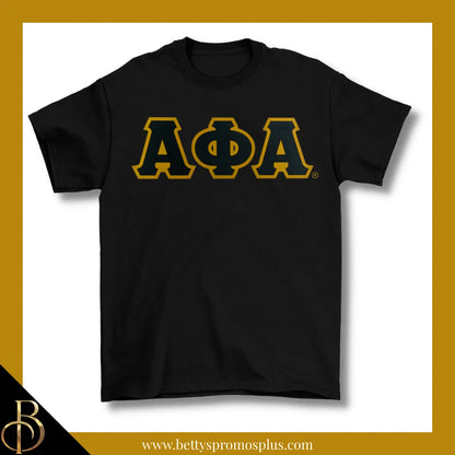 Alpha Phi Alpha ΑΦΑ Double Stitched Appliqué Embroidered Line T-Shirt-Black-Small-Alpha Phi Alpha Paraphernalia-Alpha Phi Alpha T-Shirts-Betty's Promos Plus