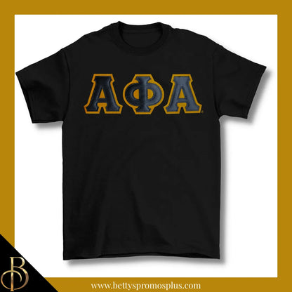 Alpha Phi Alpha ΑΦΑ Double Stitched Appliqué Embroidered Line T-Shirt-Black-Small-Alpha Phi Alpha Paraphernalia-Alpha Phi Alpha T-Shirts-Betty's Promos Plus