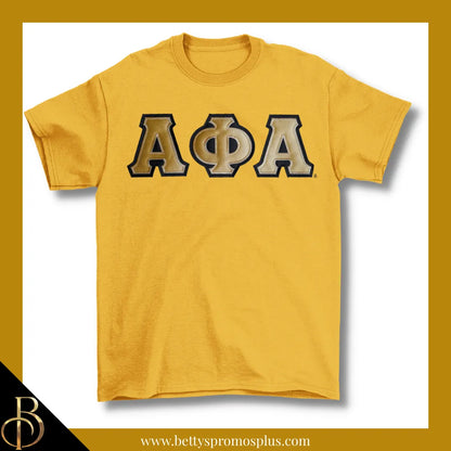 Alpha Phi Alpha ΑΦΑ Double Stitched Appliqué Embroidered Line T-Shirt-Gold-Small-Alpha Phi Alpha Paraphernalia-Alpha Phi Alpha T-Shirts-Betty's Promos Plus