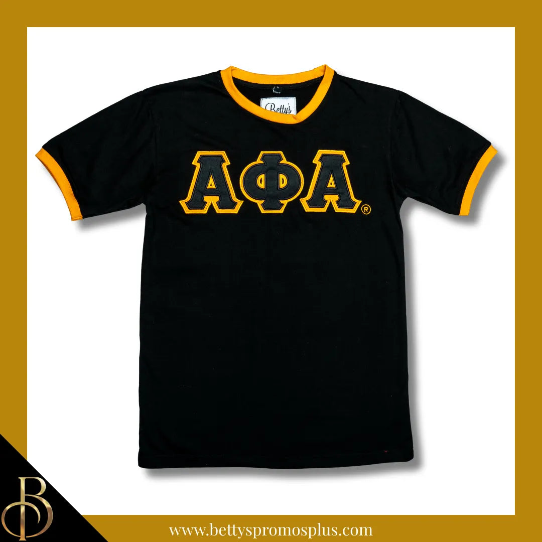 Alpha Phi Alpha ΑΦΑ Double Stitched Embroidered Ringer T-Shirt-Alpha Phi Alpha Paraphernalia-Alpha Phi Alpha T-Shirts-Betty's Promos Plus