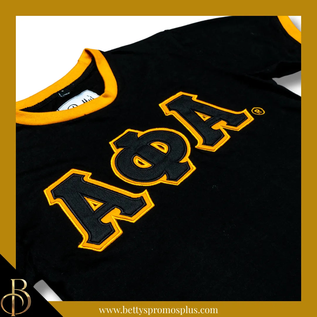Alpha Phi Alpha ΑΦΑ Double Stitched Embroidered Ringer T-Shirt-Alpha Phi Alpha Paraphernalia-Alpha Phi Alpha T-Shirts-Betty's Promos Plus