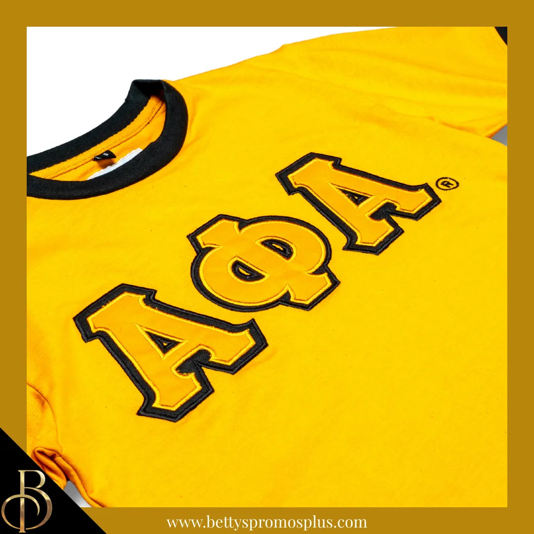 Alpha Phi Alpha ΑΦΑ Double Stitched Embroidered Ringer T-Shirt-Alpha Phi Alpha Paraphernalia-Alpha Phi Alpha T-Shirts-Betty's Promos Plus
