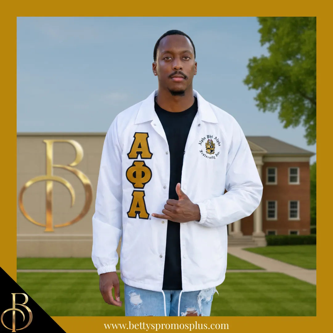 Alpha Phi Alpha ΑΦΑ Double-Stitched Embroidered Windbreaker Line Jacket-Alpha Phi Alpha Paraphernalia-Alpha Phi Alpha Line Jacket-Betty's Promos Plus
