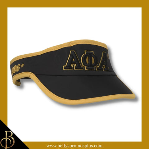 Alpha Phi Alpha ΑΦΑ Embroidered Greek Letter Featherlight Moisture Wicking Visor-Black-Alpha Phi Alpha Paraphernalia-Alpha Phi Alpha Visor-Betty's Promos Plus