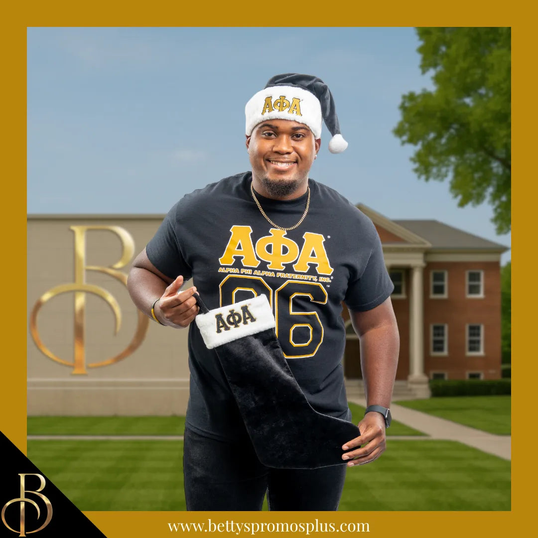 Alpha Phi Alpha ΑΦΑ Embroidered Greek Letters Deluxe Santa Hat-Alpha Phi Alpha Paraphernalia-Alpha Phi Alpha Hats-Betty's Promos Plus