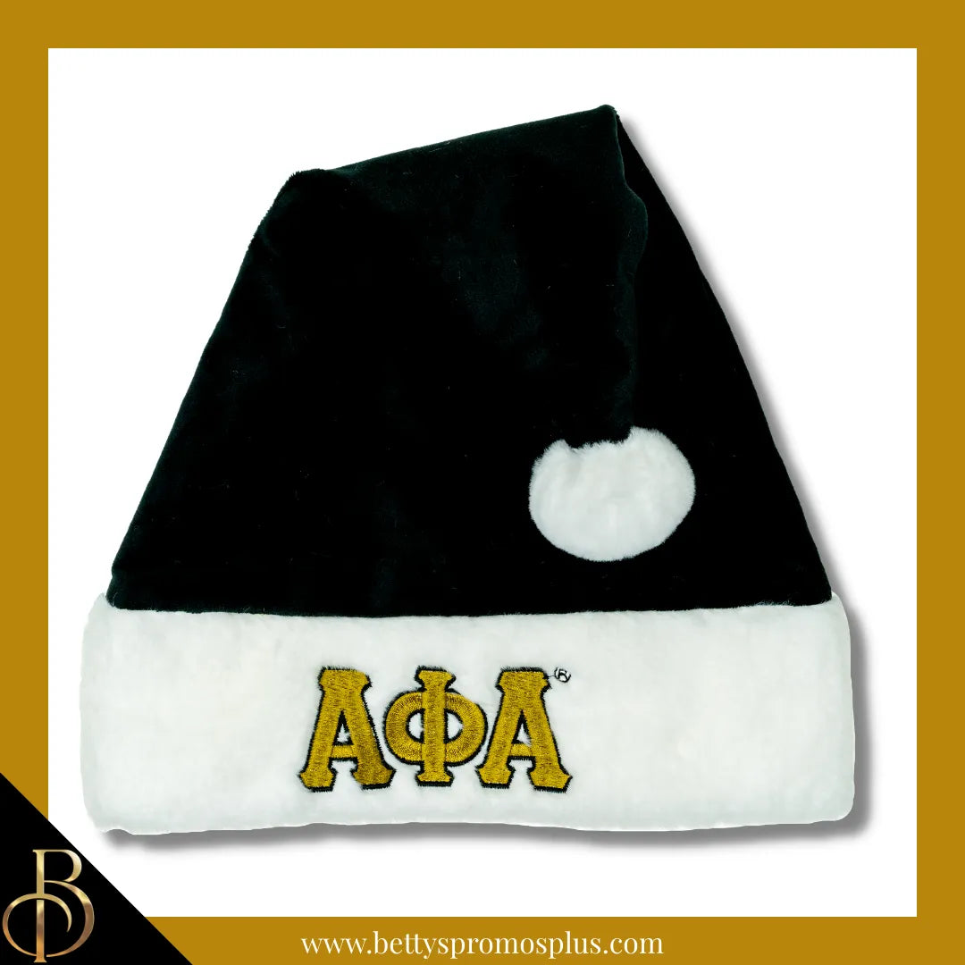 Alpha Phi Alpha ΑΦΑ Embroidered Greek Letters Deluxe Santa Hat-Alpha Phi Alpha Paraphernalia-Alpha Phi Alpha Hats-Betty's Promos Plus