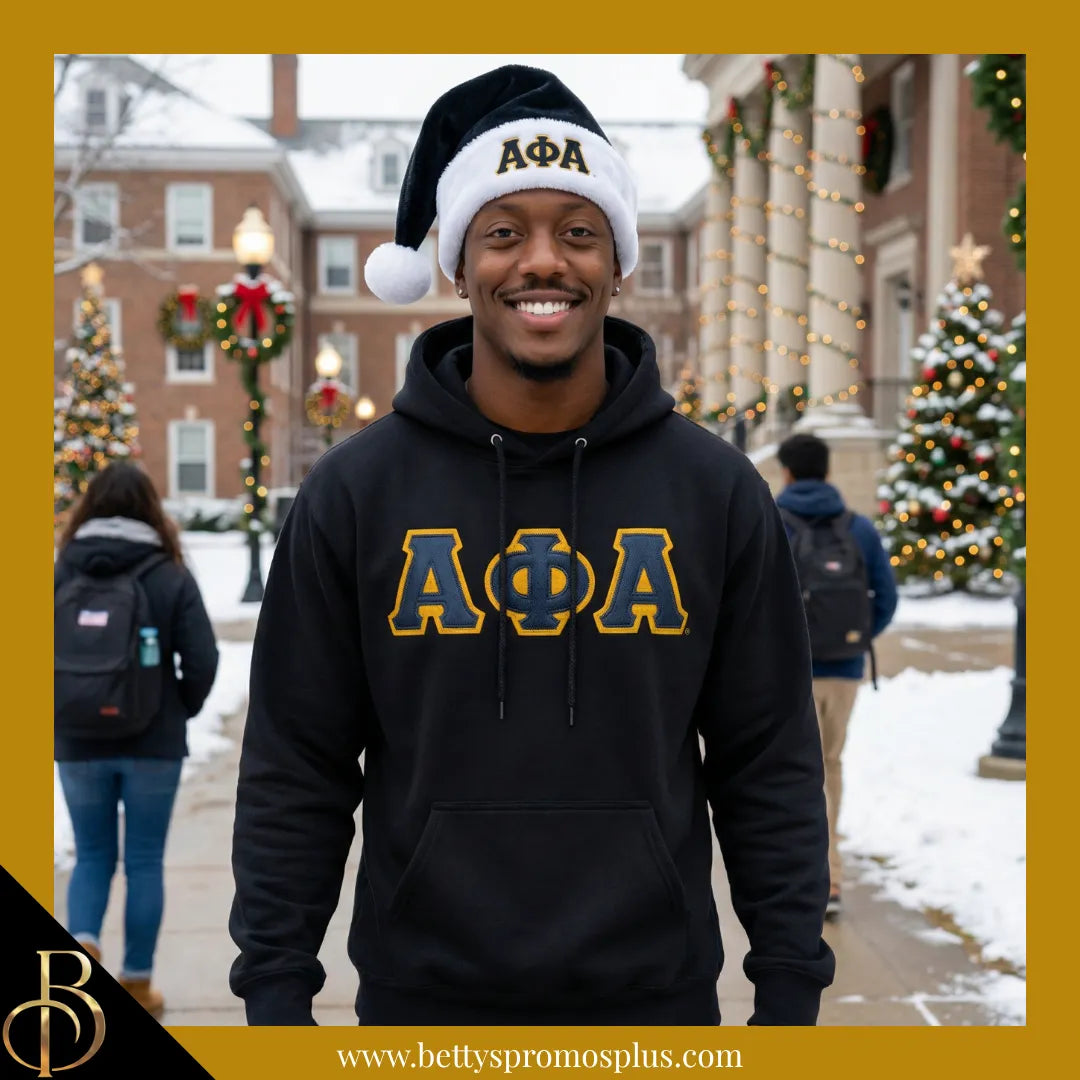 Alpha Phi Alpha ΑΦΑ Embroidered Greek Letters Deluxe Santa Hat-Alpha Phi Alpha Paraphernalia-Alpha Phi Alpha Hats-Betty's Promos Plus