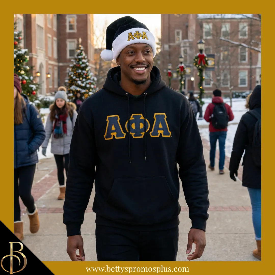 Alpha Phi Alpha ΑΦΑ Embroidered Greek Letters Deluxe Santa Hat-Alpha Phi Alpha Paraphernalia-Alpha Phi Alpha Hats-Betty's Promos Plus
