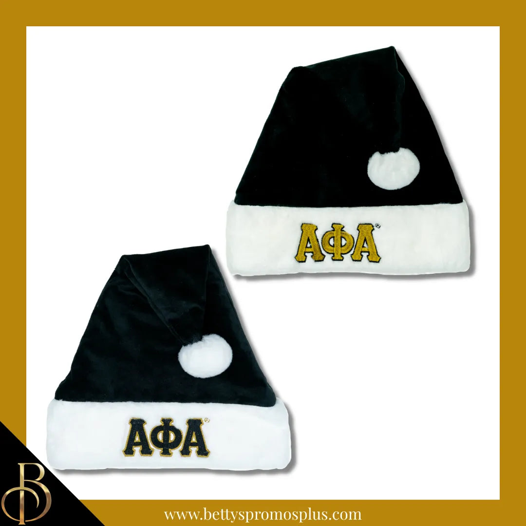 Alpha Phi Alpha ΑΦΑ Embroidered Greek Letters Deluxe Santa Hat-Alpha Phi Alpha Paraphernalia-Alpha Phi Alpha Hats-Betty's Promos Plus