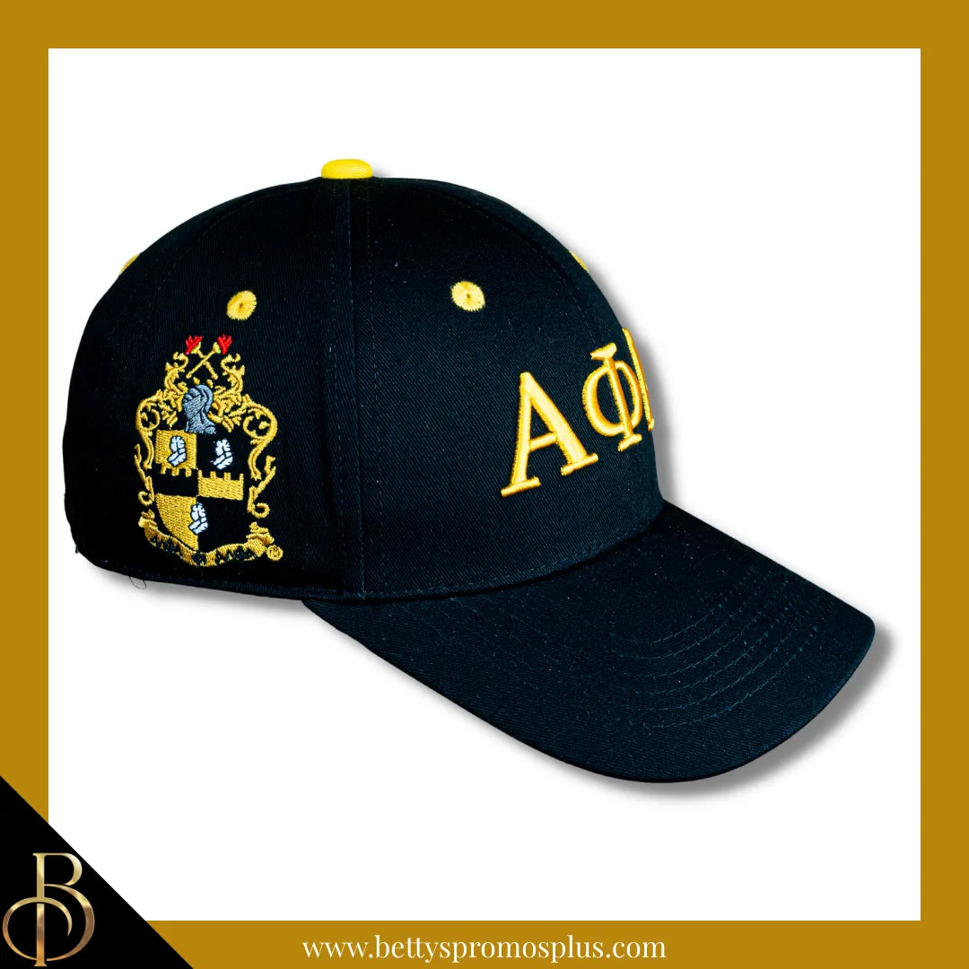 Alpha Phi Alpha ΑΦΑ Embroidered Shield Baseball Cap-Black-Alpha Phi Alpha Paraphernalia-Alpha Phi Alpha Hats-Betty's Promos Plus