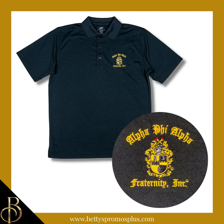 Alpha Phi Alpha ΑΦΑ Embroidered Shield Polo Golf Shirt