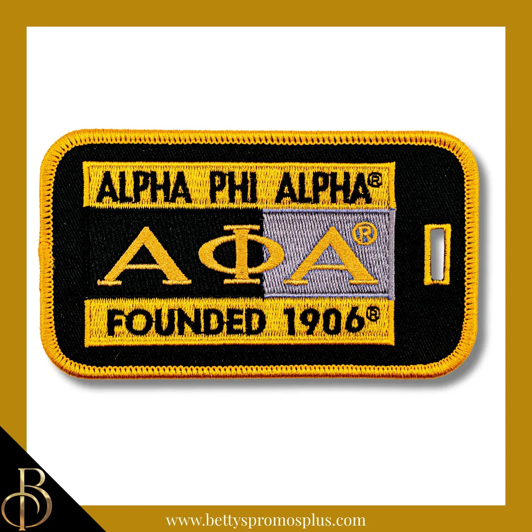 Alpha Phi Alpha ΑΦΑ Founded 1906 Embroidered Luggage Tag-Black-Alpha Phi Alpha Paraphernalia-Alpha Phi Alpha Luggage Tag-Betty's Promos Plus