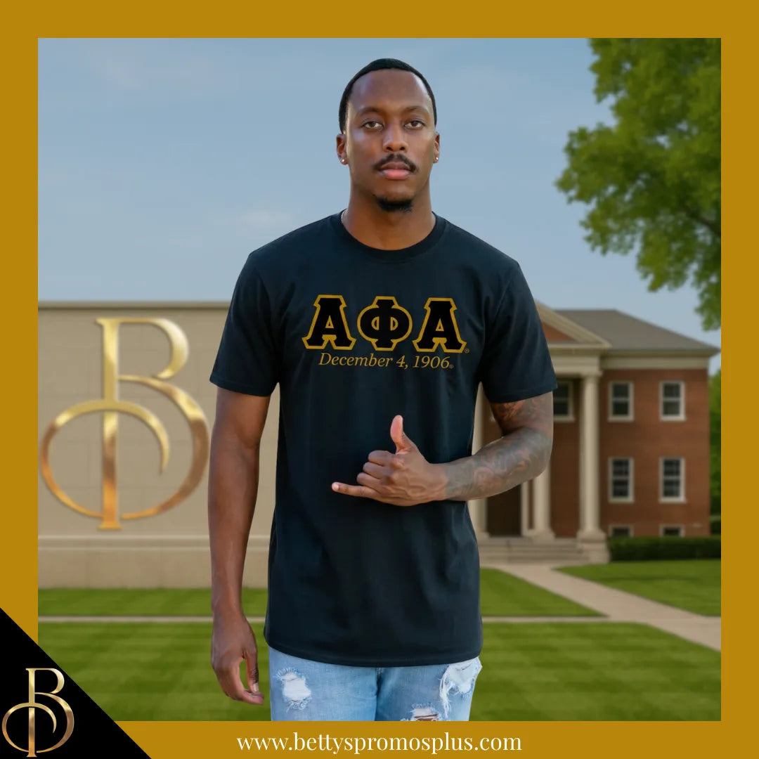 Alpha Phi Alpha ΑΦΑ Founding Date Screen Printed T-Shirt-Alpha Phi Alpha Paraphernalia-Alpha Phi Alpha T-Shirts-Betty's Promos Plus