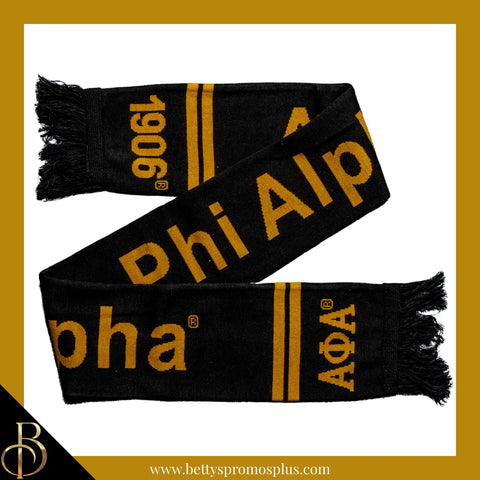 Alpha Phi Alpha ΑΦΑ Fraternity Knit Scarf-Black-Alpha Phi Alpha Paraphernalia-Alpha Phi Alpha Scarf-Betty's Promos Plus