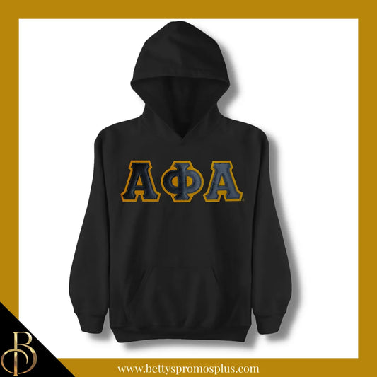 Alpha Phi Alpha ΑΦΑ Greek Letter Double-Stitched Embroidered Hoodie-Black-Small-Alpha Phi Alpha Paraphernalia-Alpha Phi Alpha Hoodie-Betty's Promos Plus
