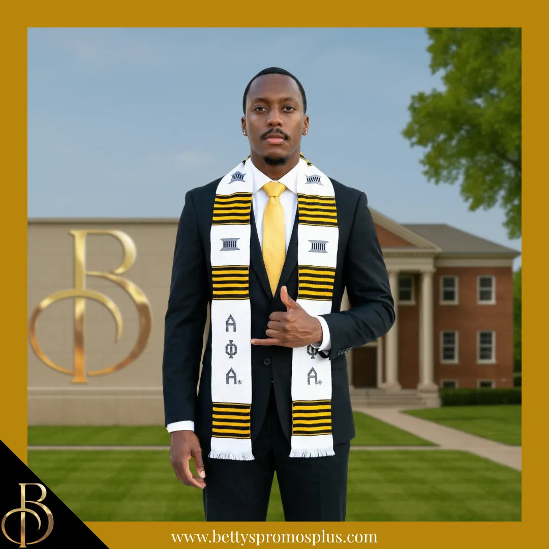 Alpha Phi Alpha ΑΦΑ Greek Letters Kente Cloth Graduation Stole-Alpha Phi Alpha Paraphernalia-Alpha Phi Alpha Graduation Stole-Betty's Promos Plus