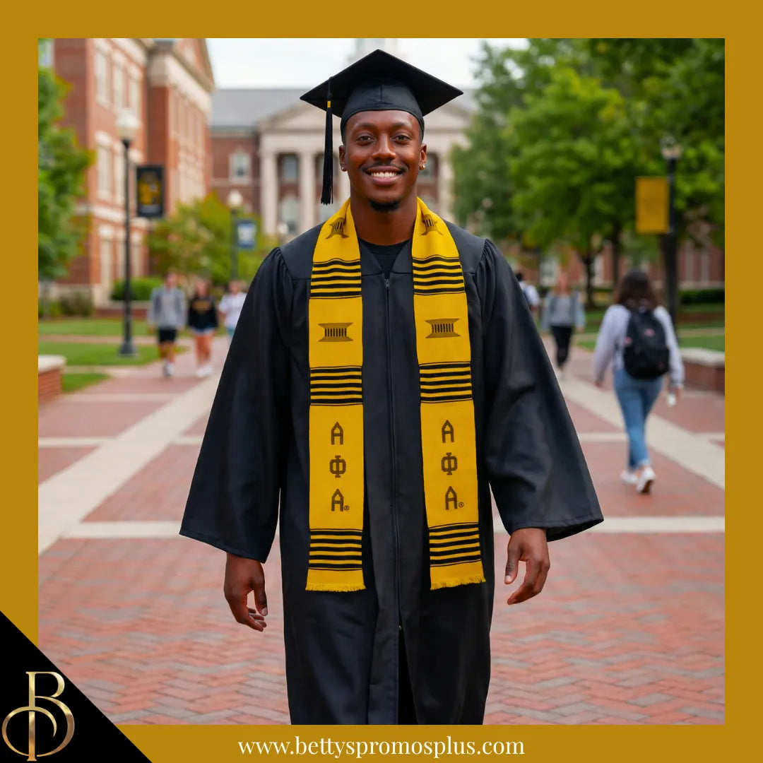 Alpha Phi Alpha ΑΦΑ Greek Letters Kente Cloth Graduation Stole-Alpha Phi Alpha Paraphernalia-Alpha Phi Alpha Graduation Stole-Betty's Promos Plus