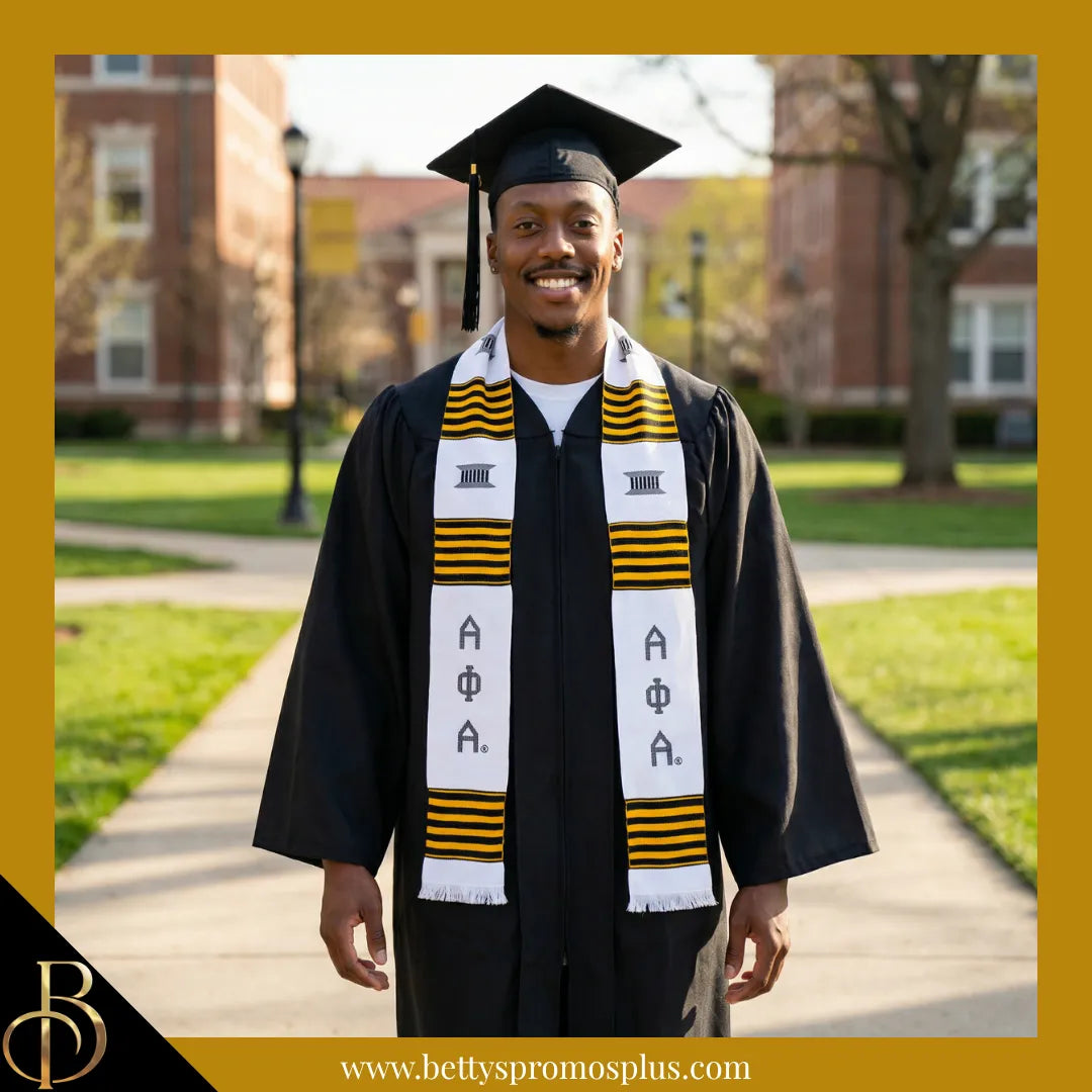 Alpha Phi Alpha ΑΦΑ Greek Letters Kente Cloth Graduation Stole-Alpha Phi Alpha Paraphernalia-Alpha Phi Alpha Graduation Stole-Betty's Promos Plus