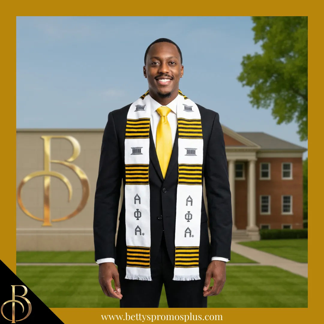 Alpha Phi Alpha ΑΦΑ Greek Letters Kente Cloth Graduation Stole-Alpha Phi Alpha Paraphernalia-Alpha Phi Alpha Graduation Stole-Betty's Promos Plus